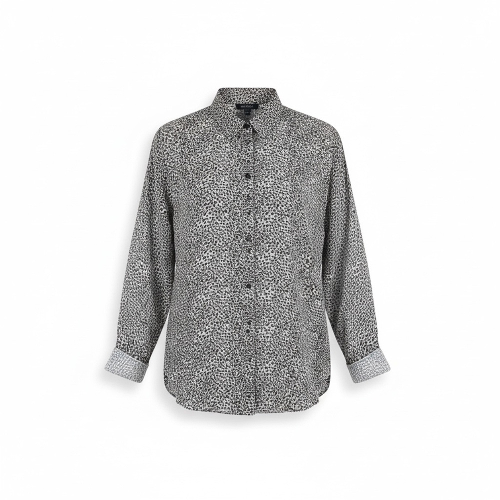 NWT Topshop US 6 white/black‎ semi sheer star pattern button up blouse top